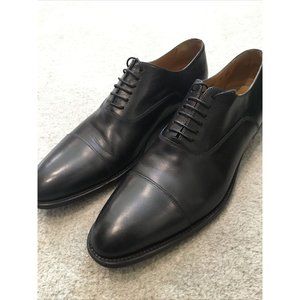SANTONI Men's Handmade Italian Dress Shoe Leather Oxford Cap Toe Black